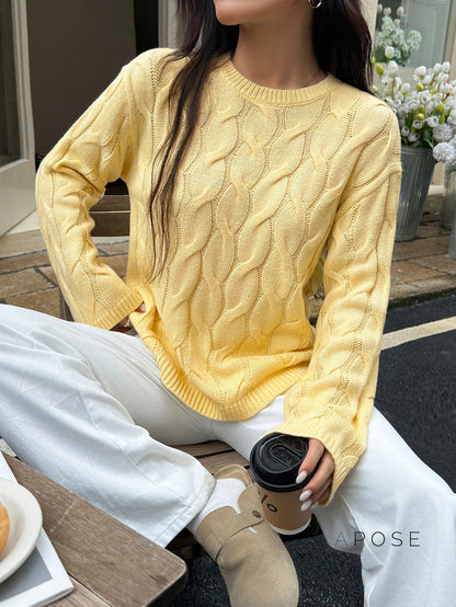 Sariya Solid Knit Crewneck Sweater