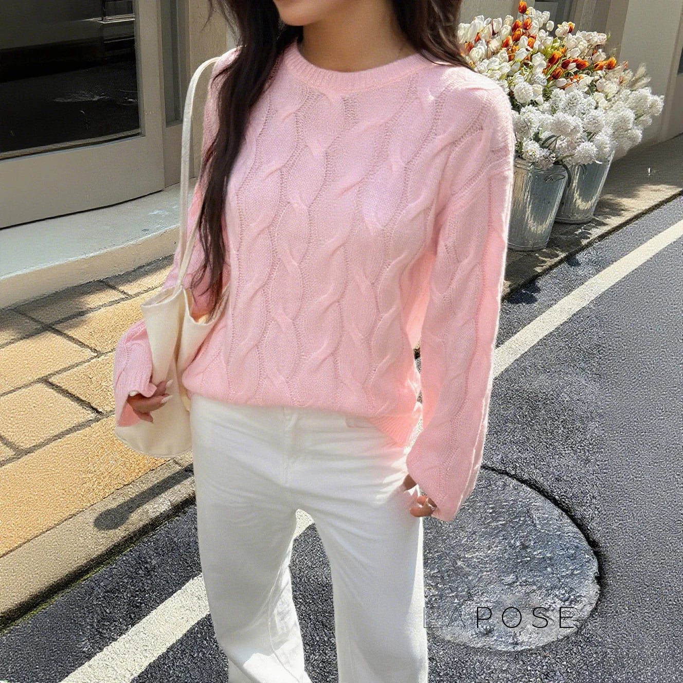 Sariya Solid Knit Crewneck Sweater