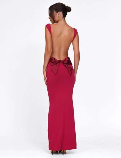 Sasha Satin Bow Maxi Dress