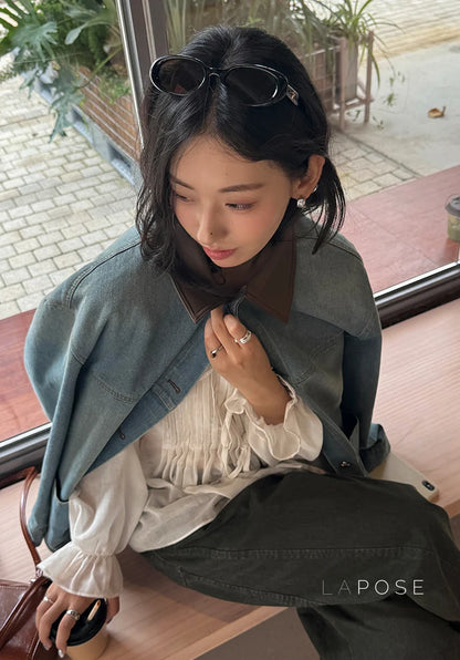 Saydee Panelled Washed Denim Jacket
