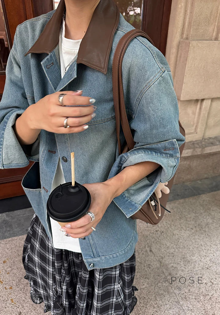 Saydee Panelled Washed Denim Jacket