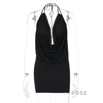 Serina Studded Halter Mini Dress