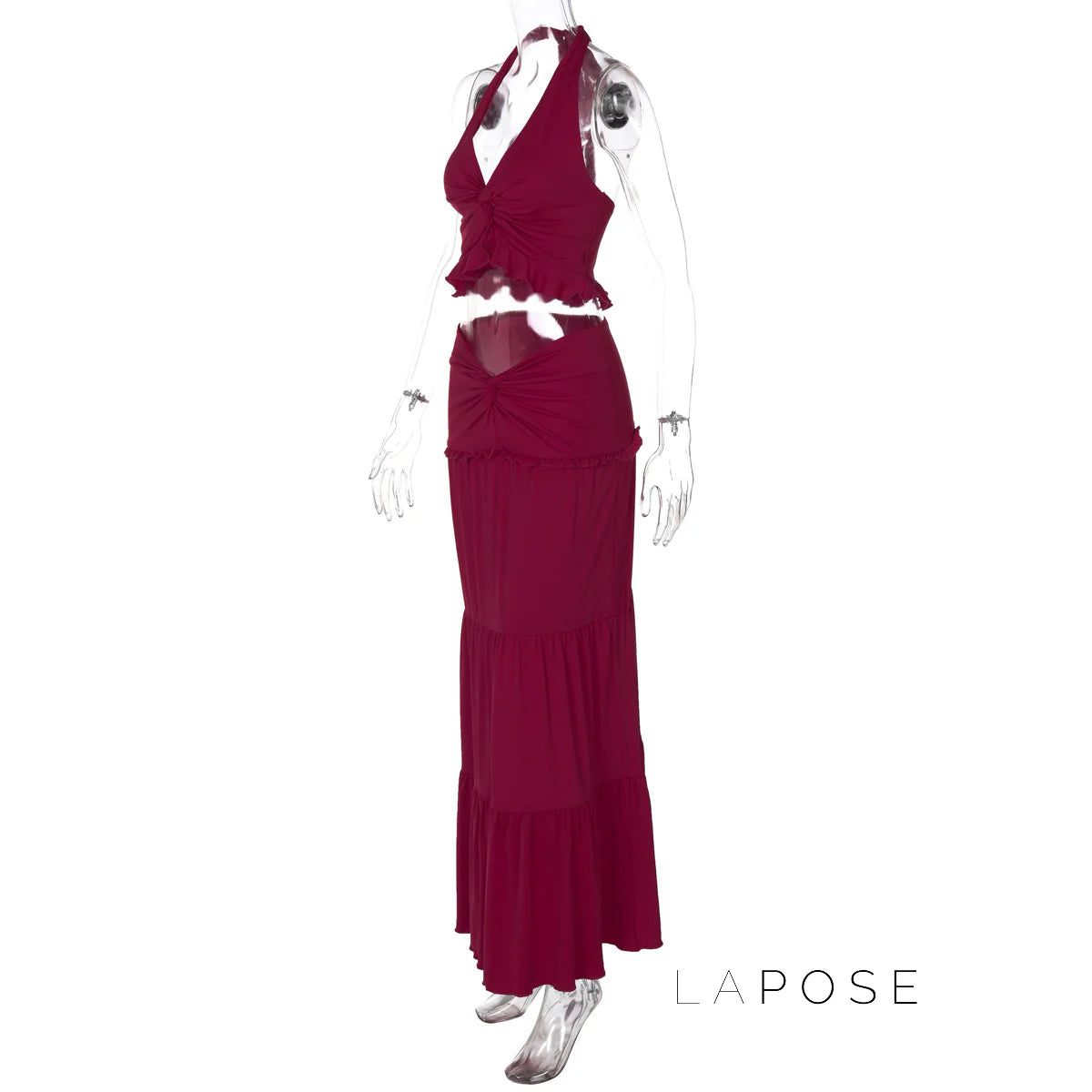 Shawna Twisted Halter Maxi Skirt Set