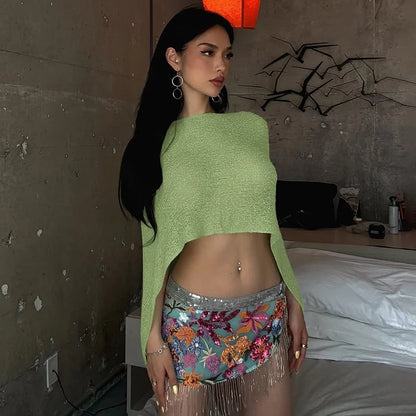 Sheer Mesh Sleeveless Sweater Top