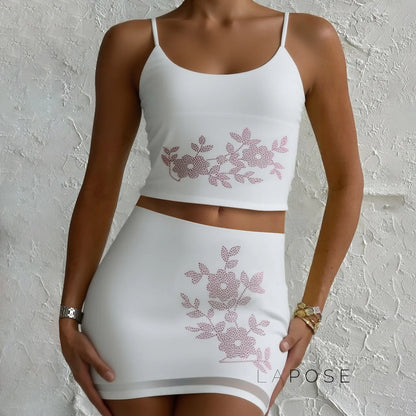Sianna Halter Rhinestone Skirt Set