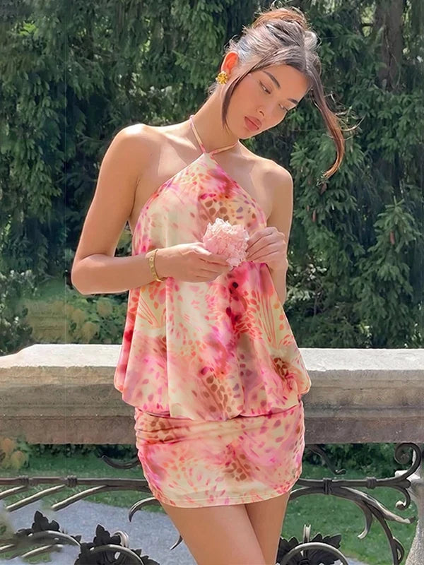 Sofi Floral Halter Mini Dress