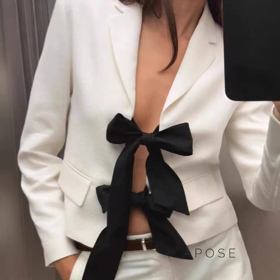 Sonya Contrast Bow Blazer