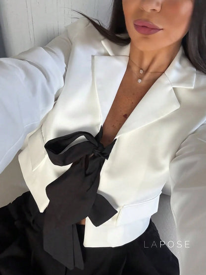 Sonya Contrast Bow Blazer