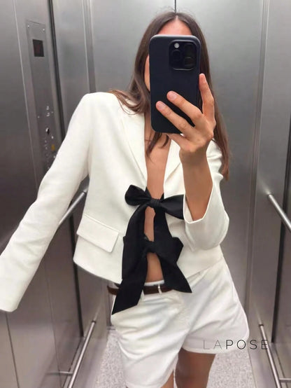 Sonya Contrast Bow Blazer
