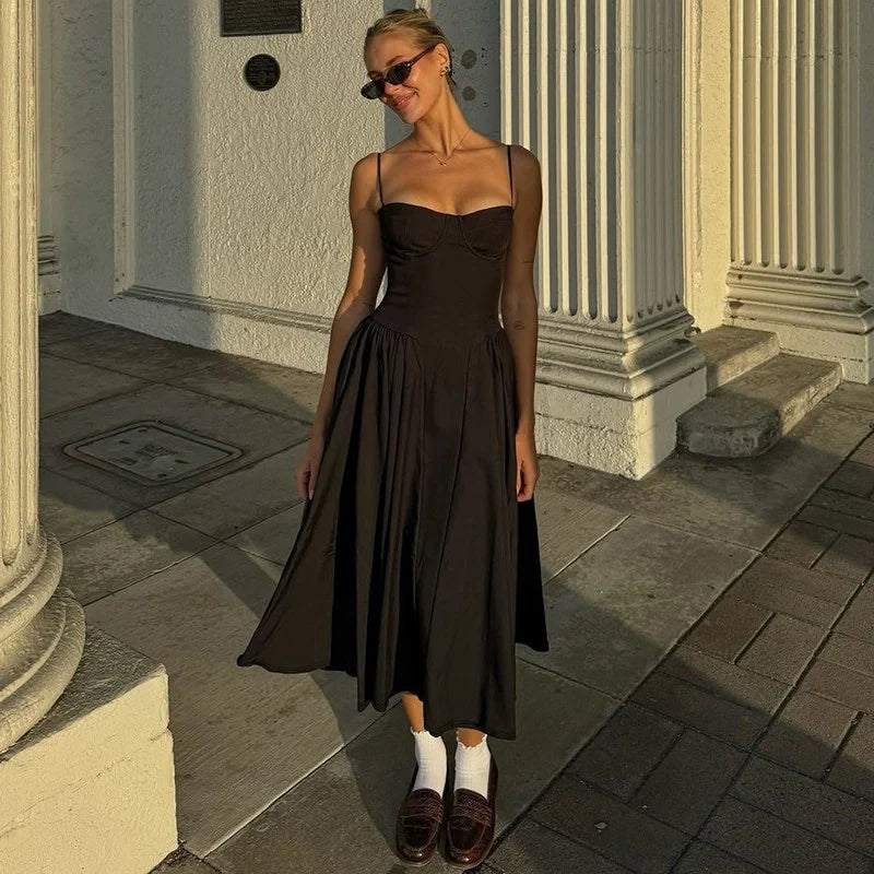 Square Neck Midi Slip Dress