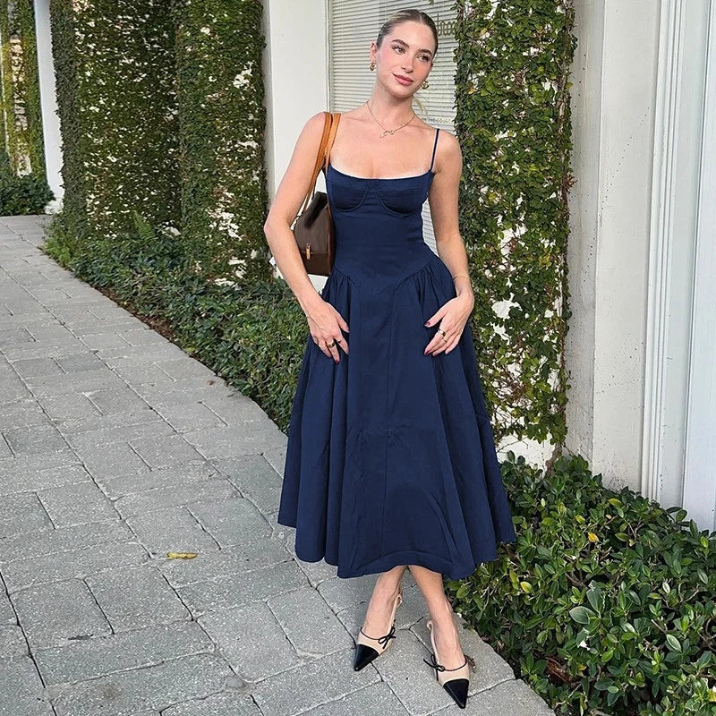 Square Neck Midi Slip Dress