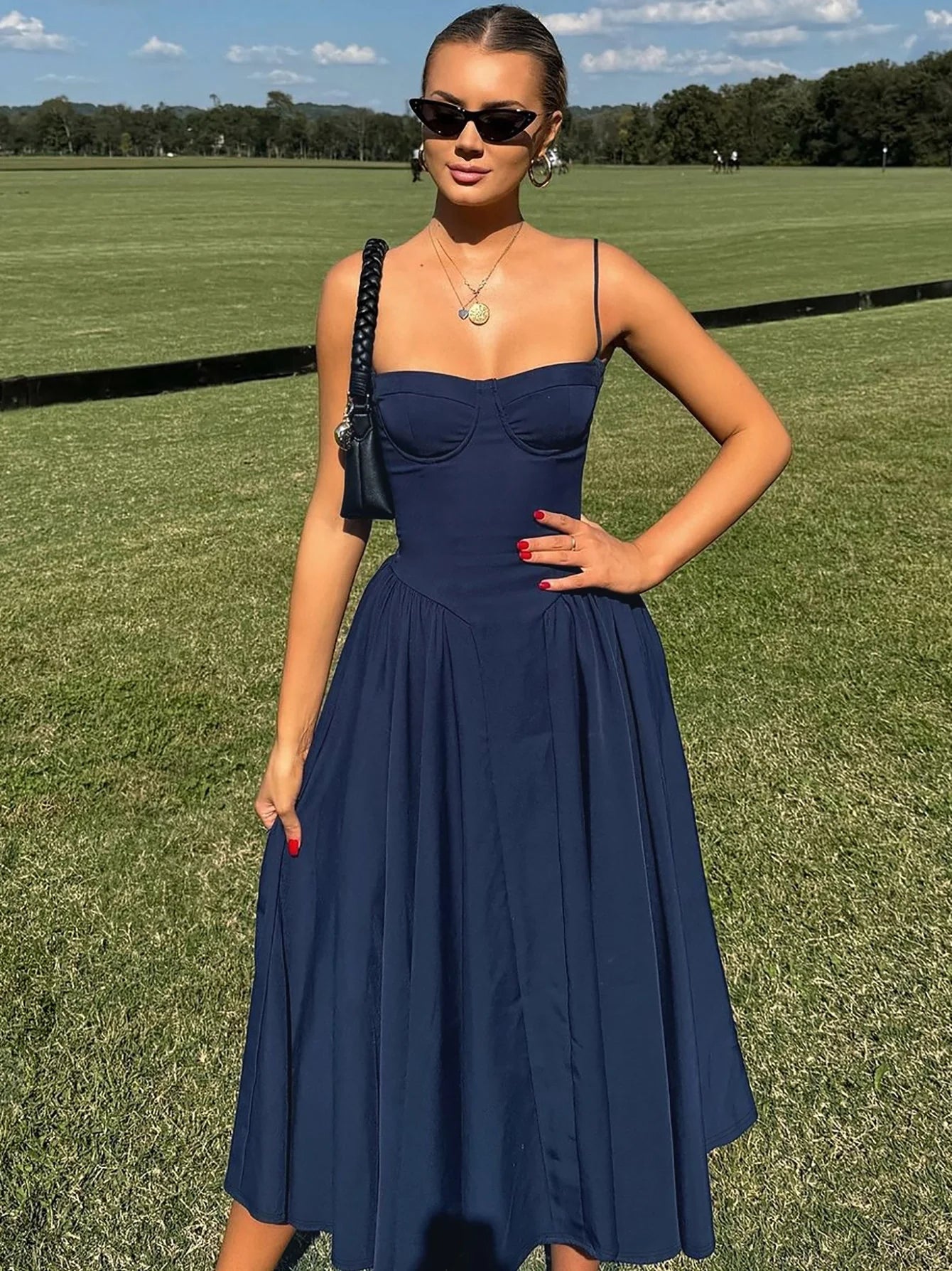 Square Neck Midi Slip Dress
