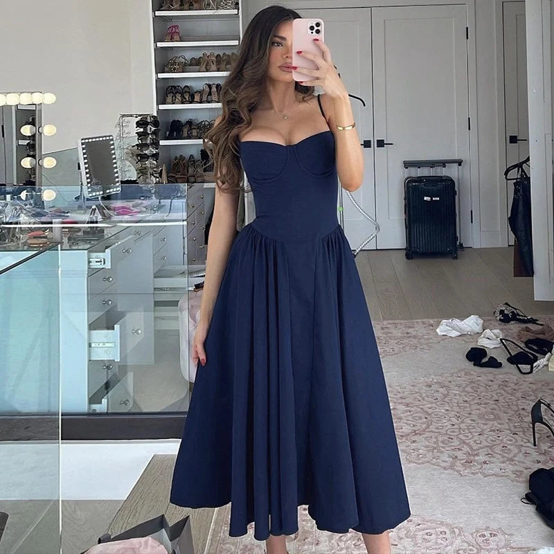 Square Neck Midi Slip Dress