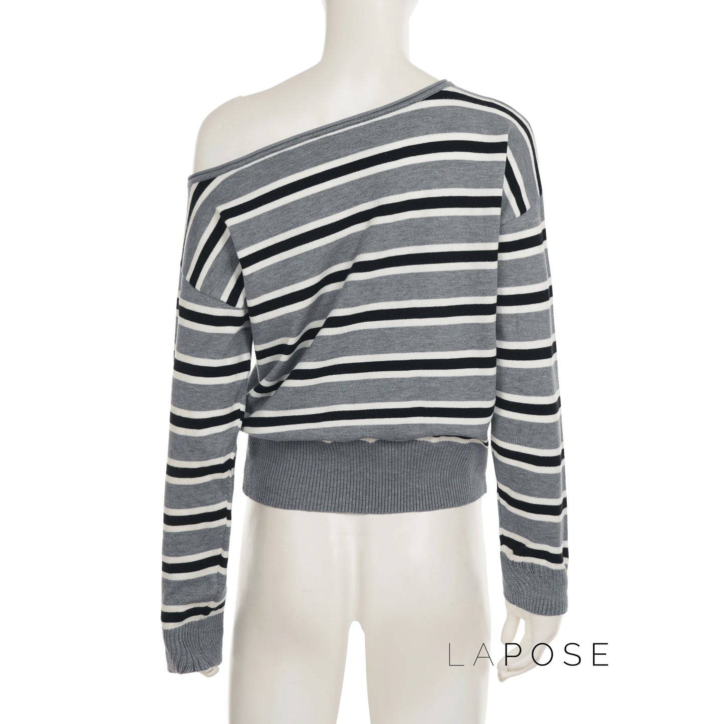 Stormy Striped Off Shoulder Knit Top