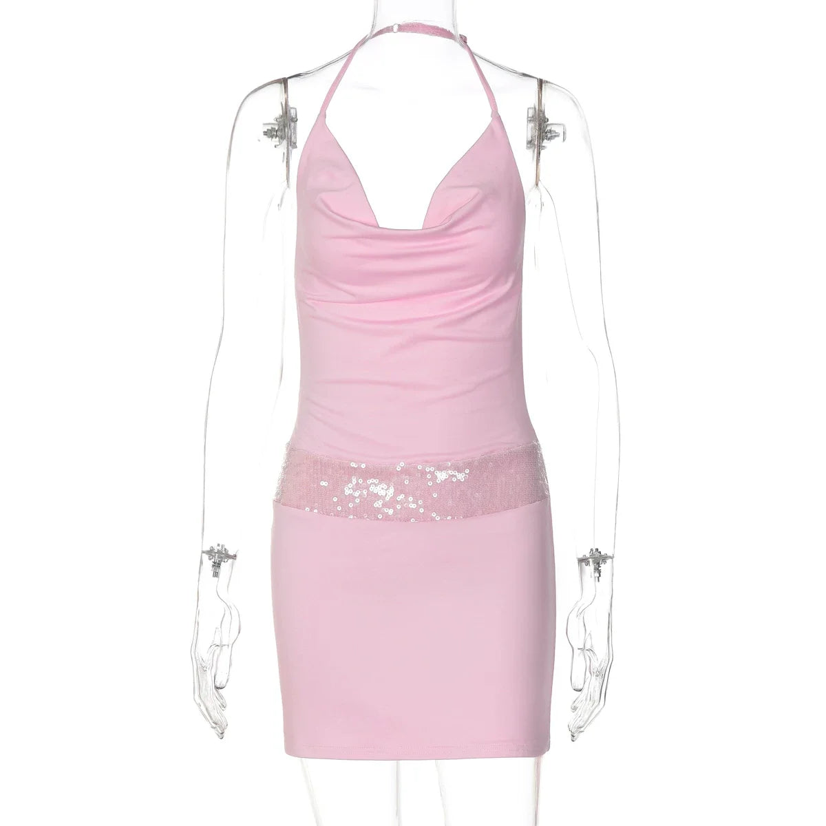 Suhayla Cowl Neck Sequin Mini Dress
