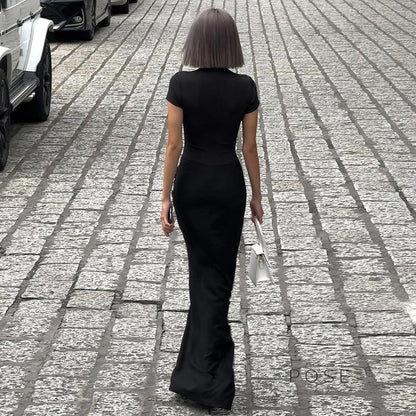 Susanna Deep V Ruched Maxi Dress