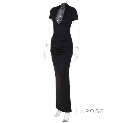 Susanna Deep V Ruched Maxi Dress