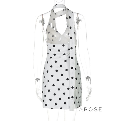 Svea Halter Polka Dot Mini Dress