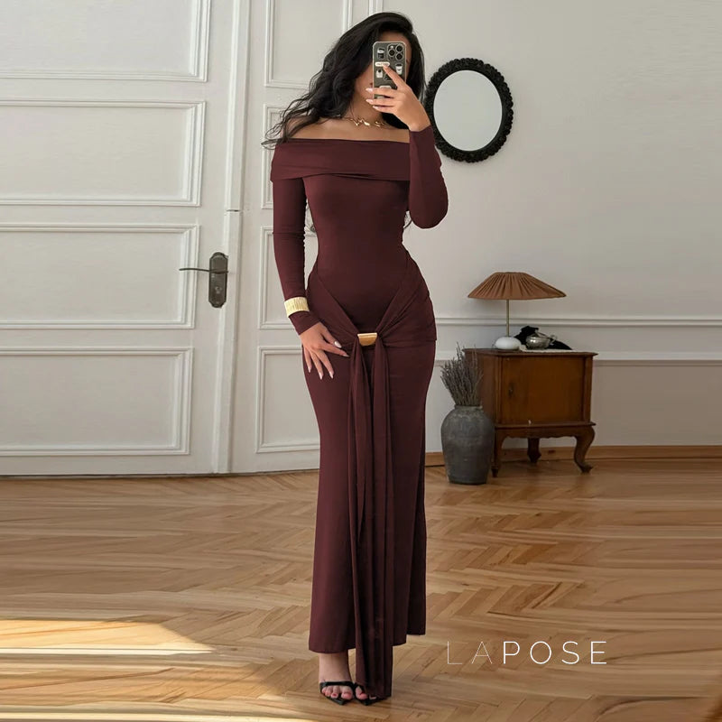 Swara Off-Shoulder Tie Waist Dress