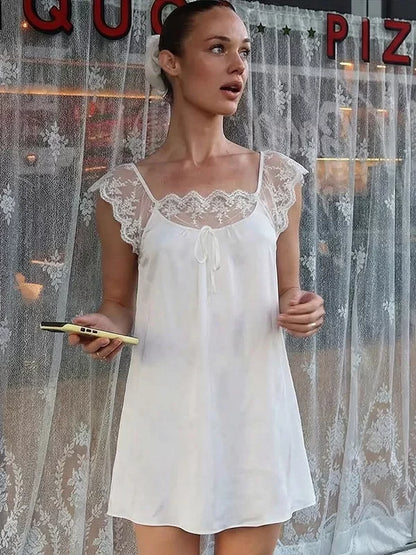 Taelor Lace Flutter Sleeve Mini Dress