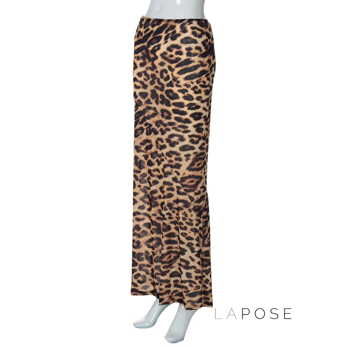 Talayah Leopard Mesh Maxi Skirt