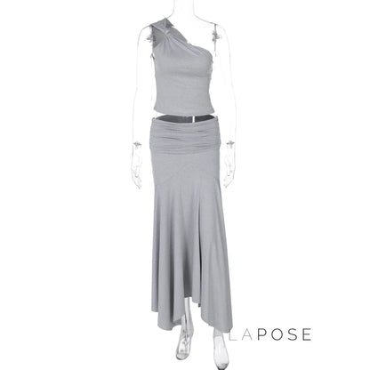 Tatum One-Shoulder Midi Skirt Set