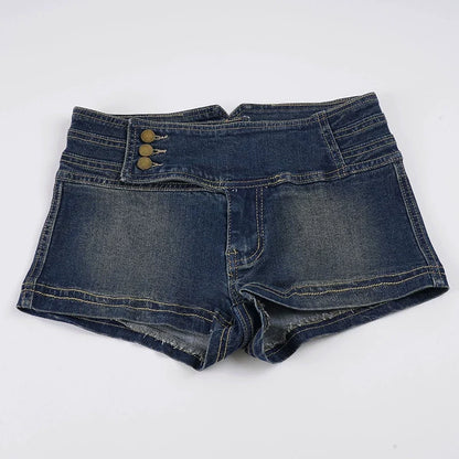 Temperance Low Rise Button Denim Shorts
