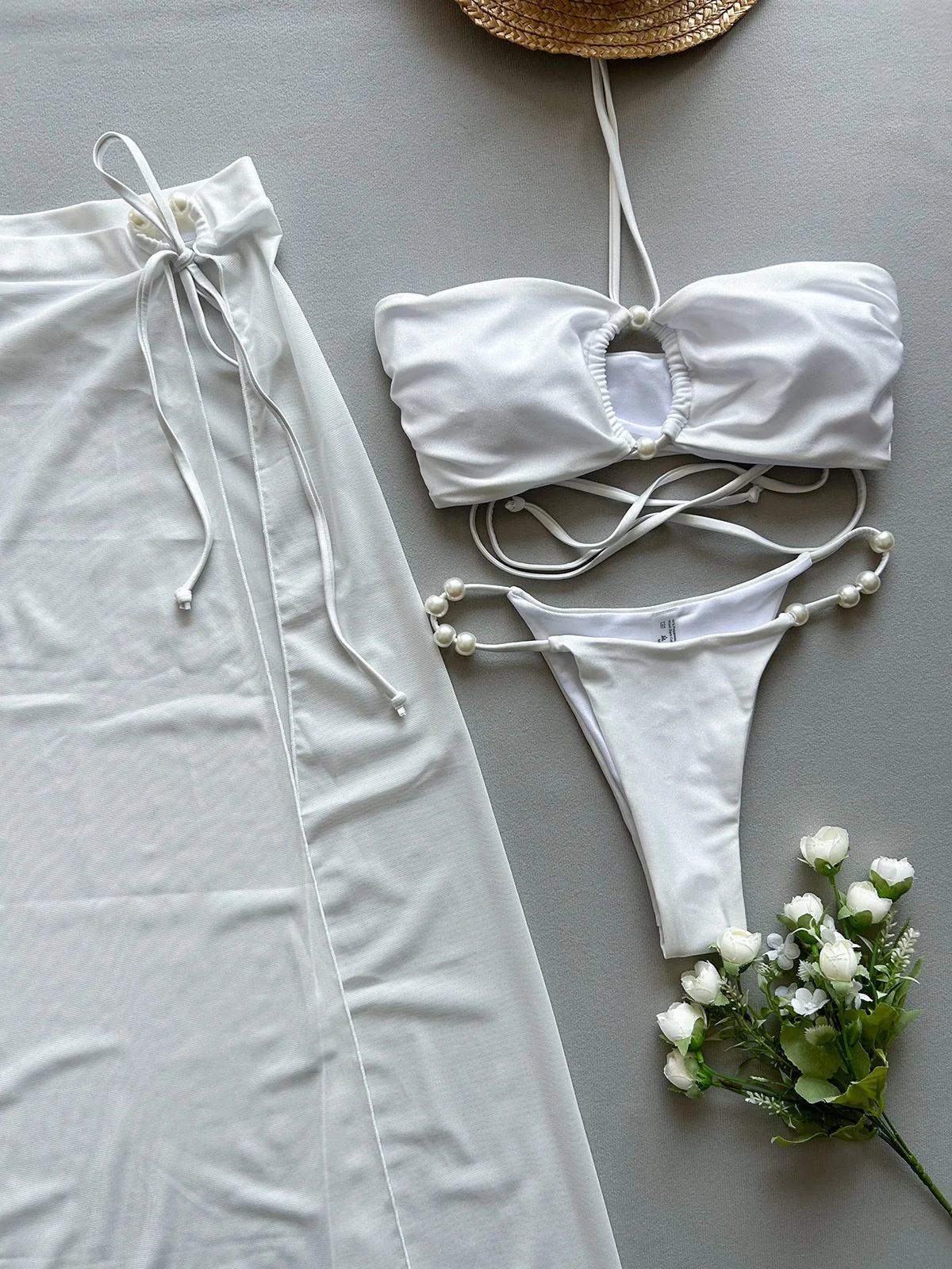 Three-Piece Bikini & Cover-Up Skirt Set