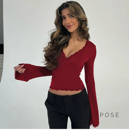 Tiara Lace Flared Sleeve Top