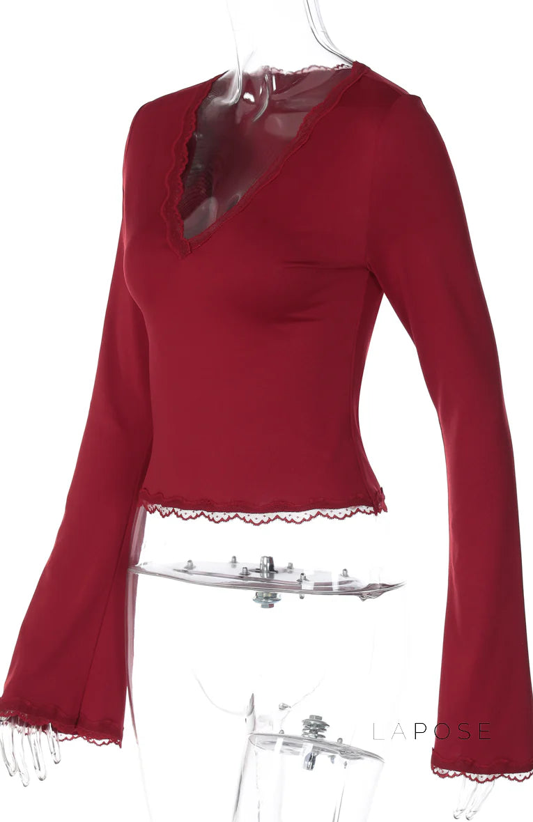 Tiara Lace Flared Sleeve Top