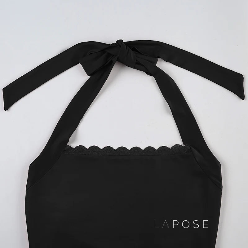 Tilly Halter Lace Crop Top