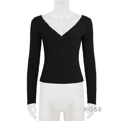 Trista V Neck Knit Sweater Top