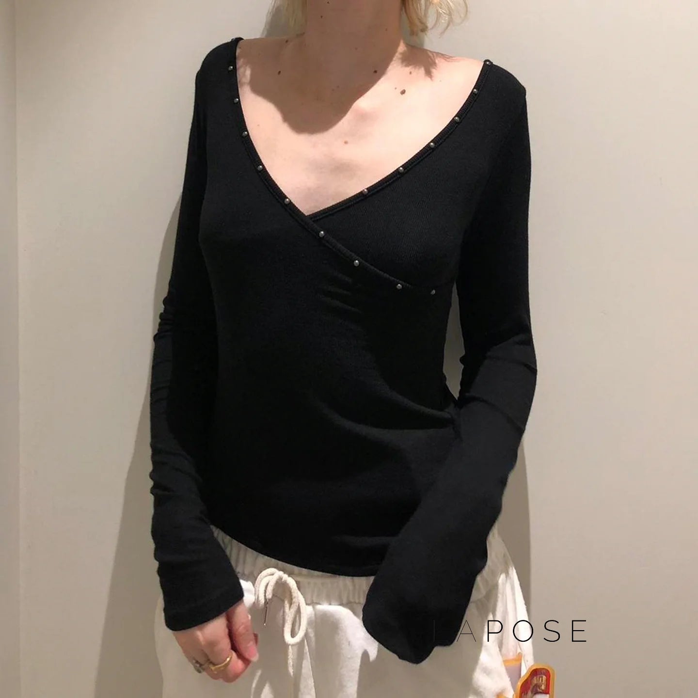 Trista V Neck Knit Sweater Top