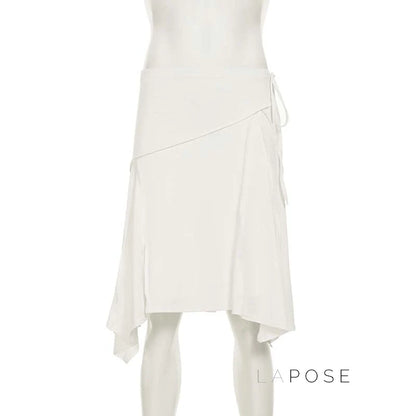 Tristan White Asymmetric Maxi Skirt