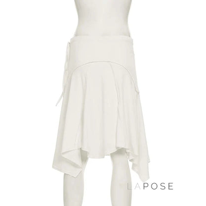 Tristan White Asymmetric Maxi Skirt