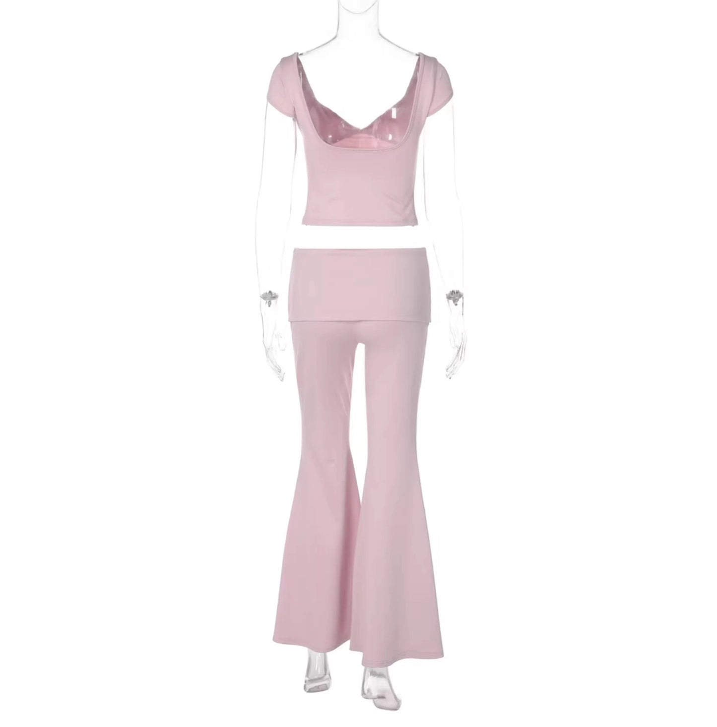 V-Neck Top & Flared Pants Set