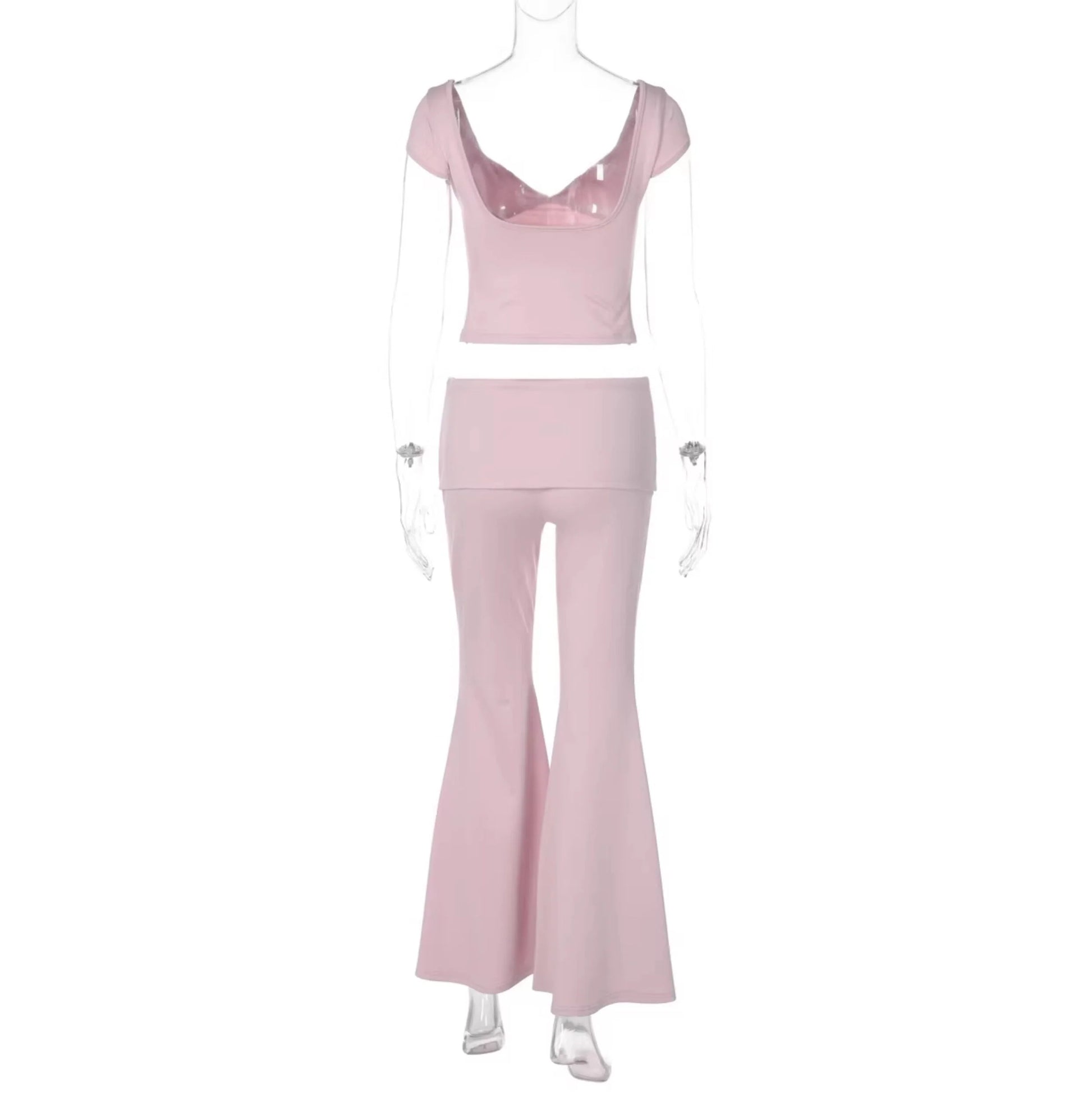 V-Neck Top & Flared Pants Set