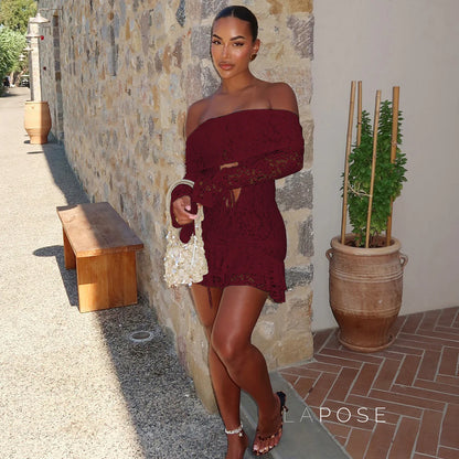Varnika Off Shoulder Lace Mini Dress