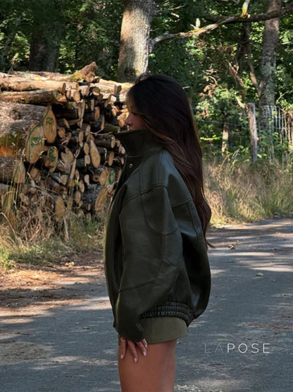 Violett Oversized Faux Leather Jacket