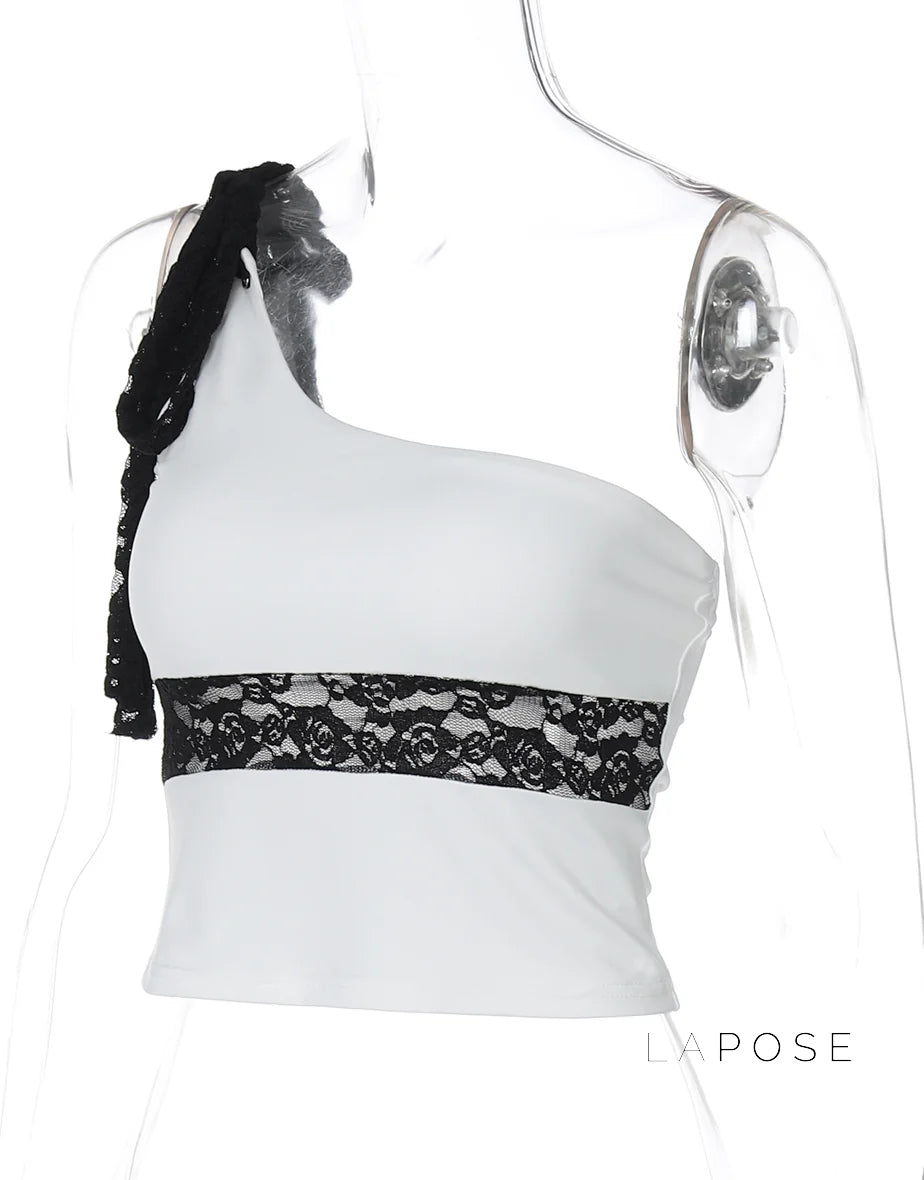 Yaneth One-Shoulder Lace Camisole