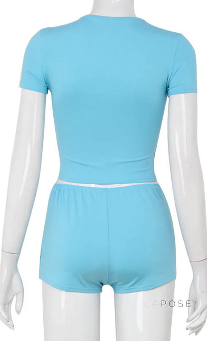 Zahraa Sporty Letter Short Set