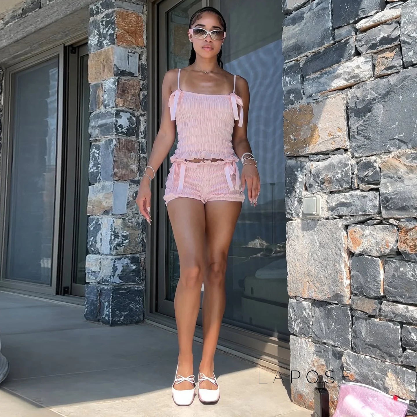 Zaire Bow Pleated Short Set