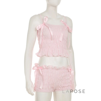 Zaire Bow Pleated Short Set