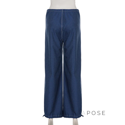 Zamara Faux Denim Wide-Leg Pants