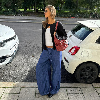 Zamara Faux Denim Wide-Leg Pants