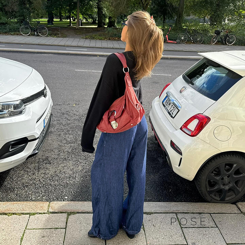 Zamara Faux Denim Wide-Leg Pants