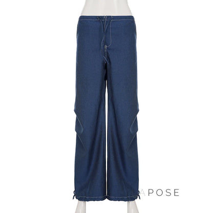 Zamara Faux Denim Wide-Leg Pants