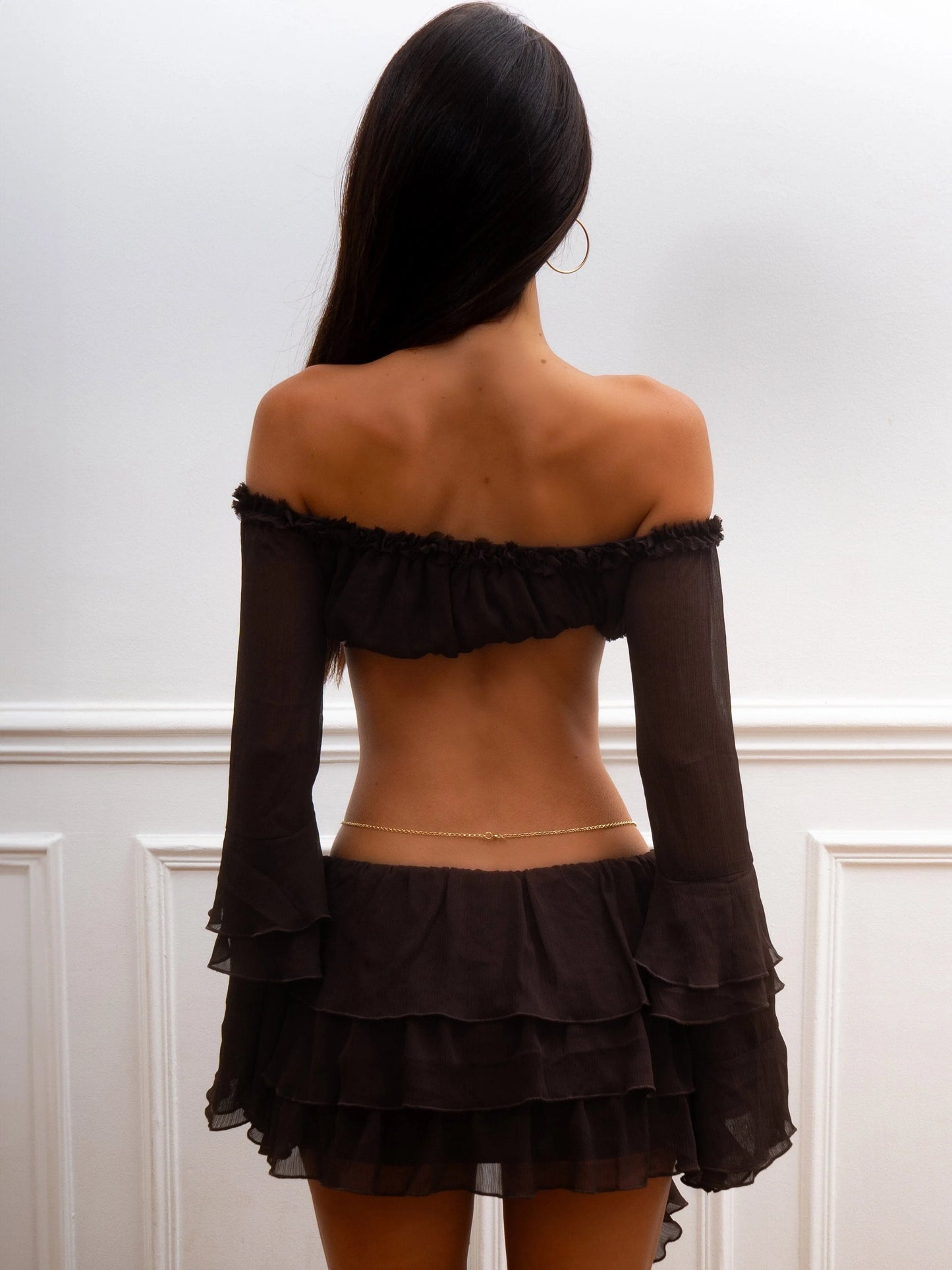 Zaylah Ruffled Georgette Mini Skirt