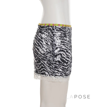 Zaylie Sequin Zebra Mini Skirt
