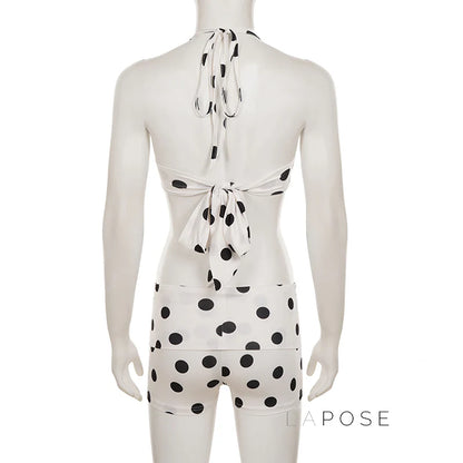 Zen Polka Dot Halter Short Set